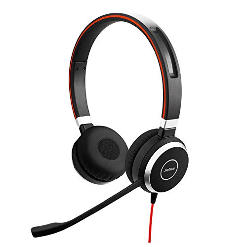 Jabra Evolve 40 MS Stereo Casque audio - Casque audio certifié Microsoft pour VoIP Softphone avec annulation passive du bruit - Càble USB avec contrà´leur - Noir