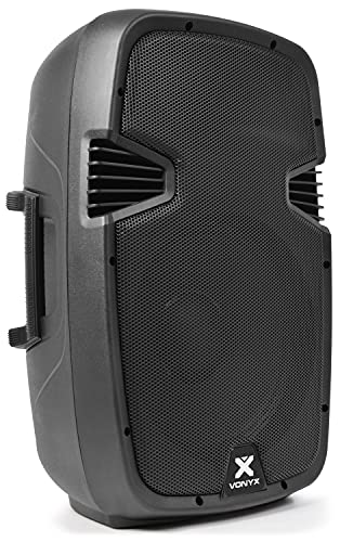 VONYX SPJ-1200A Enceinte Active 12" 600 Watts, Enceinte Amplifiée, Sonorisation Professionnelle, Boitier ABS Solide, Haut-Parleur Mobile, Woofer 12 Pouces, Entrée Ligne Micro