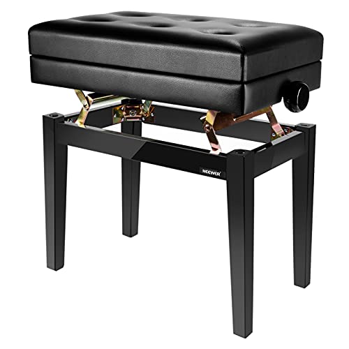 Neewer NW-007 Banc de piano réglable en cuir PU avec coussin imperméable, grand compartiment de rangement intérieur et construction en bois dur massif, capacité de charge maximale: 113 kg