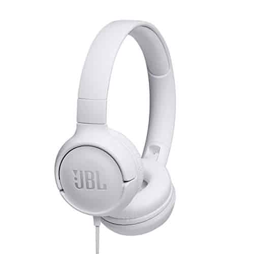 JBL Tune500 - Casque supra-auriculaire avec fil - Léger et pliable - Écouteurs confortables - Avec commande mains libres - Microphone intégré - Blanc