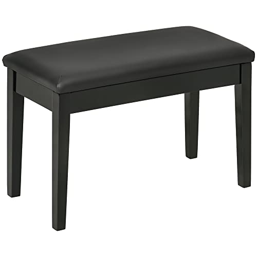 HOMCOM Banc pour Piano Tabouret de Piano Banquette avec Assise rembourrée Pieds en Bois Massif revêtement synthétique - Noir