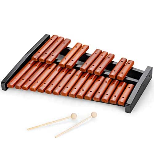 GOPLUS Xylophone de 25 Notes avec Touches en Bois, Xylophone avec 2 Maillets et Sac de Transport, Instrument Musical Portable avec Bonne Qualité de Sonore, pour Débutants, Professionnels