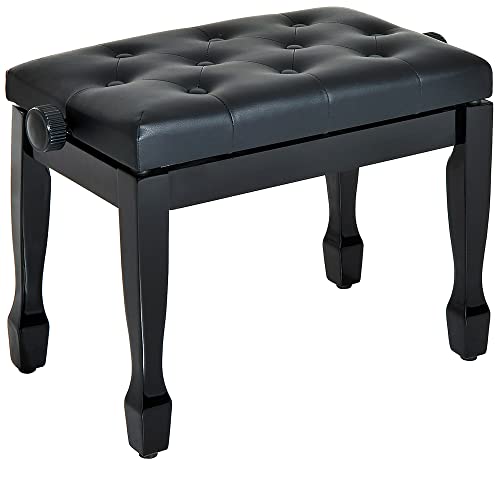 HOMCOM Banquette Piano Tabouret Siege Hauteur reglable Noir Bois revêtement synthétique