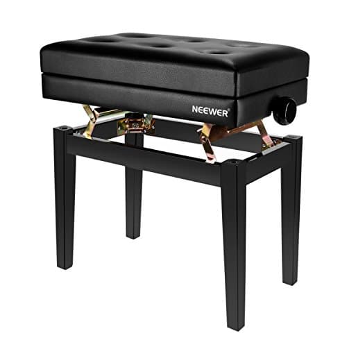 Neewer NW-007 Banc de piano réglable en cuir PU avec coussin imperméable, grand compartiment de rangement intérieur et construction en bois dur massif, capacité de charge maximale: 113 kg