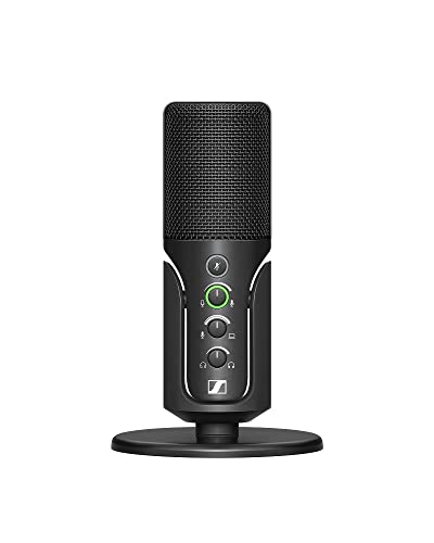 Sennheiser Profile Micro USB avec socle - conception plug-and-play, parfait pour podcasts ou streaming, capsule à condensateur cardioïde, câble USB-C de 1,2 m - Noir (700065)