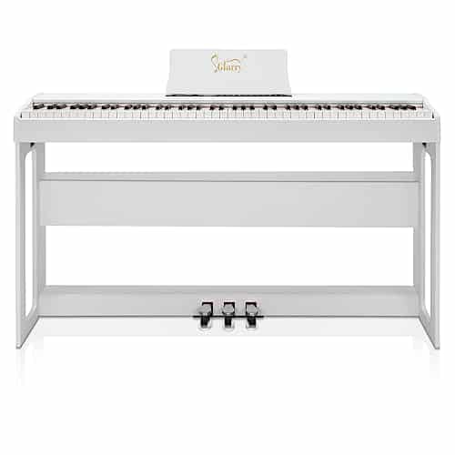 GLARRY Piano Électrique Numérique 88 avec Toucher Lourd, 128 Rythmes et Tonalités, 3 Pédales Professionnelles, 2 Haut-Parleurs Stéréo de 10 W, Prise en Charge MIDI-USB und Audio Bluetooth (Blanc)