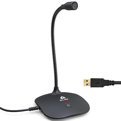 KLIM™ Talk - Microphone USB PC et Mac - Compatible avec Tout Ordinateur - Micro de Bureau Professionnel - Audio Haute Définition - Nouvelle Version 2024 - Noir