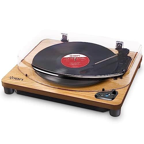 ION Audio Air Lp - Platine Vinyle Bluetooth à Trois Vitesses (33, 45 Et 78 Tours) avec Conversion Usb - Finition Bois