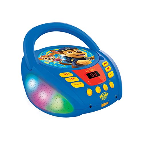 Lexibook – La Pat' Patrouille - Lecteur CD Bluetooth pour Enfants - Portable, Effets Lumineux, Prise Micro, Entrée aux-in, Pile ou Secteur, Filles, Garçons, Bleu/Rouge, RCD109PA