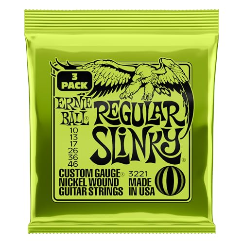 Ernie Ball Regular Slinky - Pack de 3 jeux de cordes filées en nickel pour guitare électrique, calibre 10-46