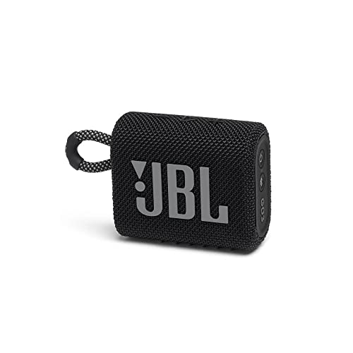 JBL GO 3 – Enceinte Bluetooth portable et légère, aux basses intenses et au style audacieux – Étanche à l’eau et à la poussière – Autonomie 5 hrs – Noir