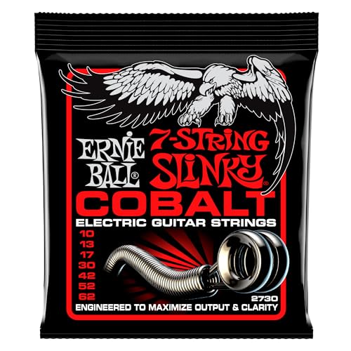 Ernie Ball Skinny Top Heavy Bottom Slinky Cobalt Cordes pour guitare électrique à 7 cordes, calibre 10-62