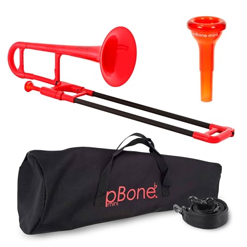 PBONE 700638 Trombone MINI avec embouchure et housse, Rouge