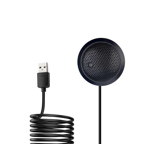 Microphone USB de Conférence, USB Micro pour Ordinateur, Microphone à Condensateur Omnidirectionnel à 360° pour PC Portable avec Bouton Muet pour Les réunions/classes en Ligne, Zoom, Plug & Play