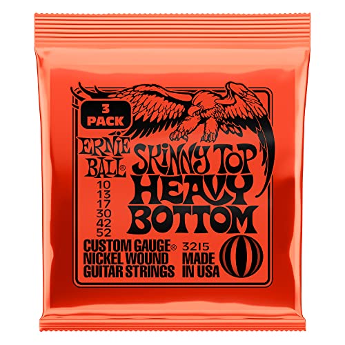 Ernie Ball Skinny Top Heavy Bottom Slinky - Pack de 3 jeux de cordes filées en nickel pour guitare électrique, calibre 10-52