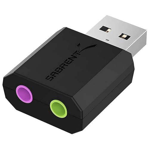 SABRENT Carte Son Externe, Adaptateur Audio USB vers 3,5mm Jack, convertisseur de Carte Son USB avec Stéréo, Micro, pour PS4, PS5, PC Laptop, Compatible avec Windows, Mac Plug and Play (AU-MMSA)