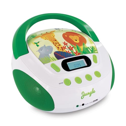 MOOOV Lecteur CD pour Enfants Jungle avec Port USB/AUX-in Vert/Blanc 477144