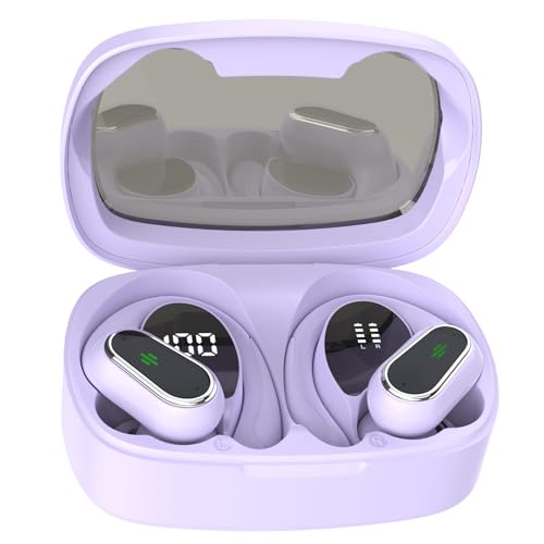 Poounur Oreillette avec Écran LED 60H Durée de Lecture, Casque Bluetooth Reducteur de Bruit avec HiFi Stéréo