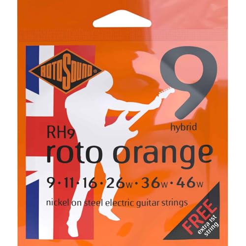 Rotosound Roto Orange Jeu de cordes pour guitare électrique Nickel Tirant hibryd (9 11 16 26 36 46)