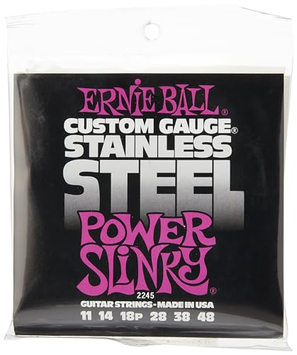 Ernie Ball Power Slinky Cordes filées en acier inoxydable pour guitare électrique, calibre 11-48