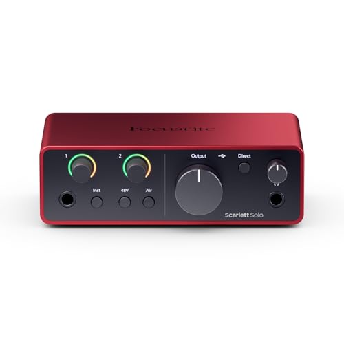 Focusrite Scarlett Solo 4th Gen, interface audio USB pour la guitare, les voix et la production — des prises de son de très haute qualité et tous les logiciels pour enregistrer