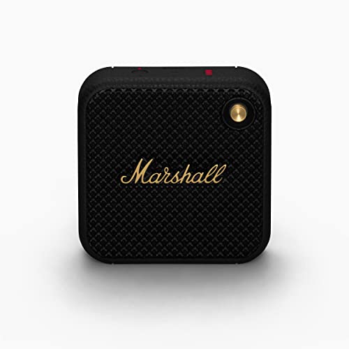 Marshall Willen Haut-parleurs Bluetooth sans Fil 15 Heures de Lecture étanche Charge Rapide empilable - Noir et Laiton