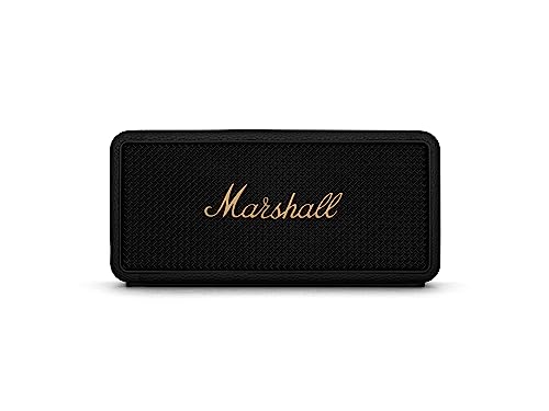 Marshall Middleton Haut-Parleur Bluetooth Portable sans Fil - 20+ Heures de Lecture Portable - Étanche IP67 - Noir & Laiton