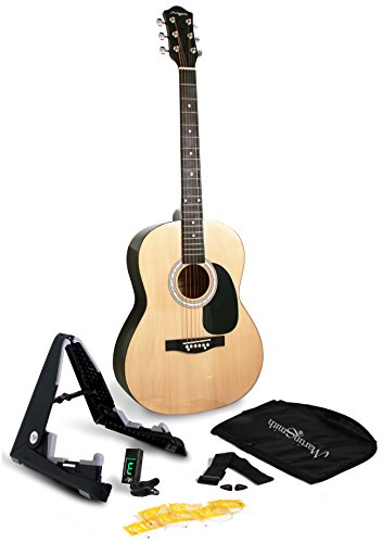 Ensemble de guitare acoustique de taille classique Martin Smith avec support de guitare, accordeur, sac, sangle, médiators et cordes de rechange