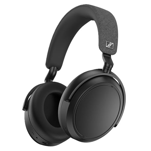 Sennheiser Casque sans fil MOMENTUM 4, Bluetooth pour des appels d'une clarté cristalline avec suppression adaptative du bruit, autonomie de 60 h, son personnalisable et design pliable léger, noir