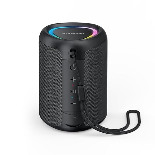 Deeyaple Enceinte Bluetooth A46, Bluetooth 5.3, Son Surround, Compact et Portable,Autonomie 10 Heures à 50% de Volume, Cartes TF, Microphone, Entrée Audio 3,5 mm