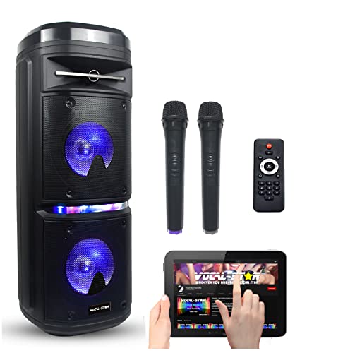 Machine de karaoké portable Vocal-Star avec Bluetooth et 2 microphones sans fil 200w (VS-P180)