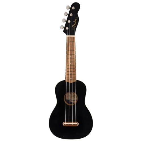 Fender Venice Ukulélé soprano Noir, Inclus des Cours Virtuels Gratuits sur Fender Play