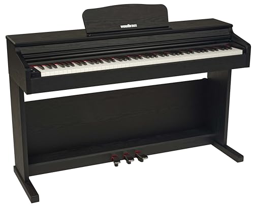 Woodbrass DP2 Piano Numérique Meuble Bluetooth Noir, Clavier toucher lourd réaliste 88 touches, Piano électrique élégant pour débuter ou se perfectionner avec 3 pédales + support