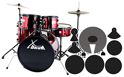 XDrum Rookie 22'' Fusion Batterie Ruby Red plus Set de Sourdines