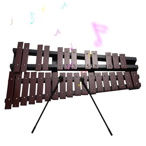 Xylophone, Xylophone Adulte Instrument Xylophone 30 Notes avec Touches en Aluminium de 5 Mm d'épaisseur Instruments pour Débutants et Professionnels (Café)