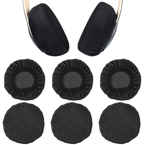 6 Pièces Coussinets d'Oreilles pour Casque, Housses de Casque Extensibles Lavables, Housses d'Oreilles pour Casque en Tissu Flexible, Protection contre la Sueur pour Salle de Sport, Jeux (Noir)