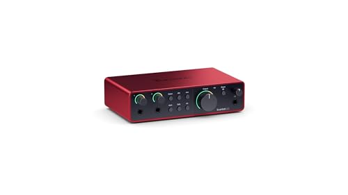 Focusrite Scarlett 2i2 4th Gen, interface audio USB pour enregistrer, composer, streamer et podcaster — des prises de son de très haute qualité et tous les logiciels pour enregistrer