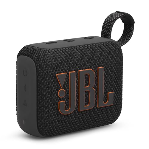 JBL GO 4, Enceinte Bluetooth ultra-portable, son JBL Pro, basses percutantes, 7 heures d'autonomie, fonction Playtime Boost, résistante à l'eau et à la poussière IP67, en noir