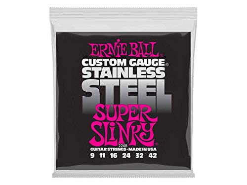 Ernie Ball Super Slinky Cordes filées en acier inoxydable pour guitare électrique, calibre 9-42