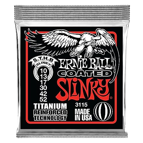 Ernie Ball Skinny Top/Heavy Bottom Slinky Cordes avec revêtement en titane RPS, pour guitare électrique, calibre 10-52