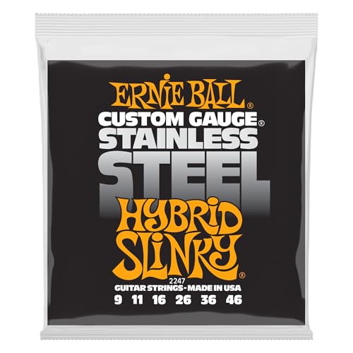 Ernie Ball Hybrid Slinky Cordes filées en acier inoxydable pour guitare électrique, calibre 9-46